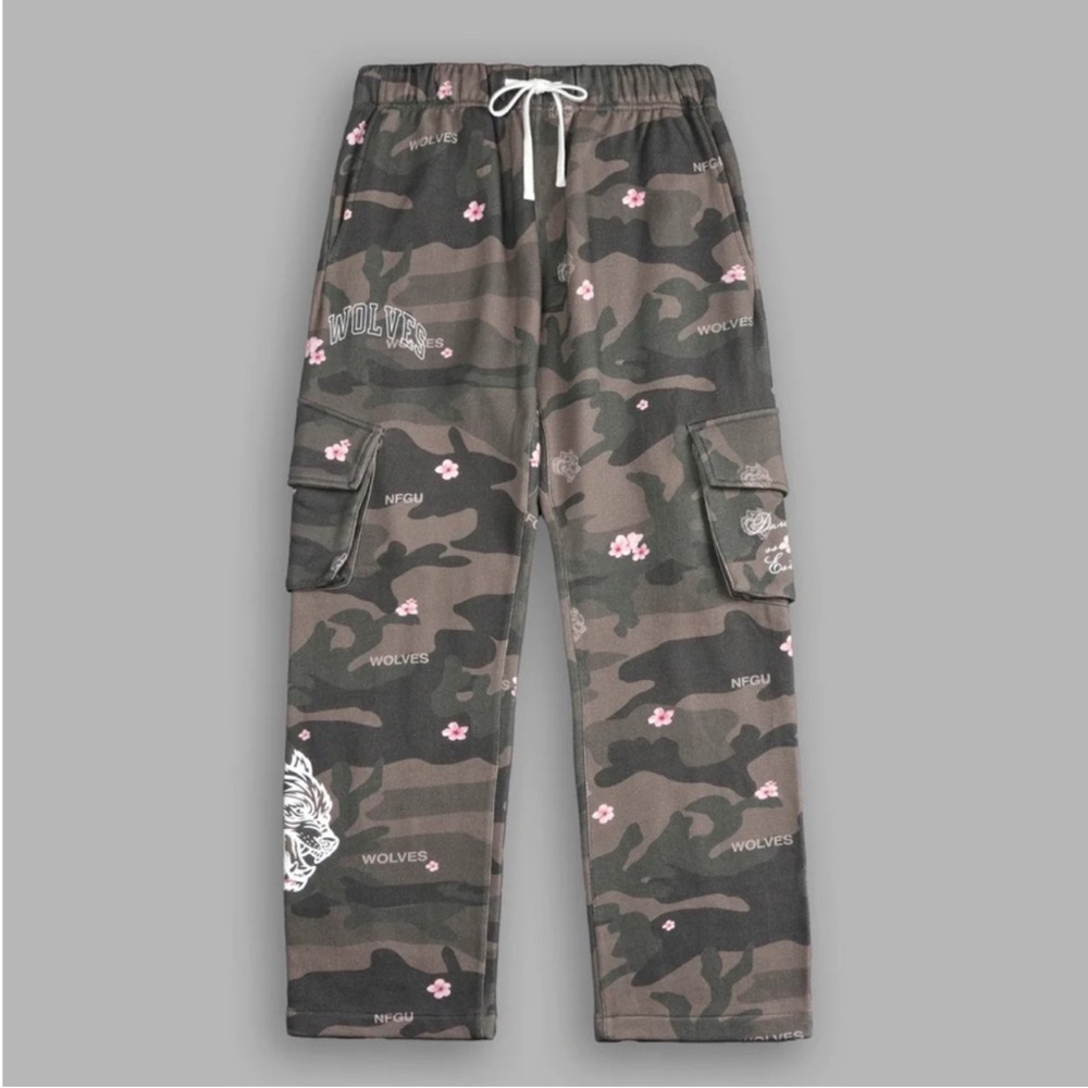 Camouflage Cargo Pants with Pink Accents
